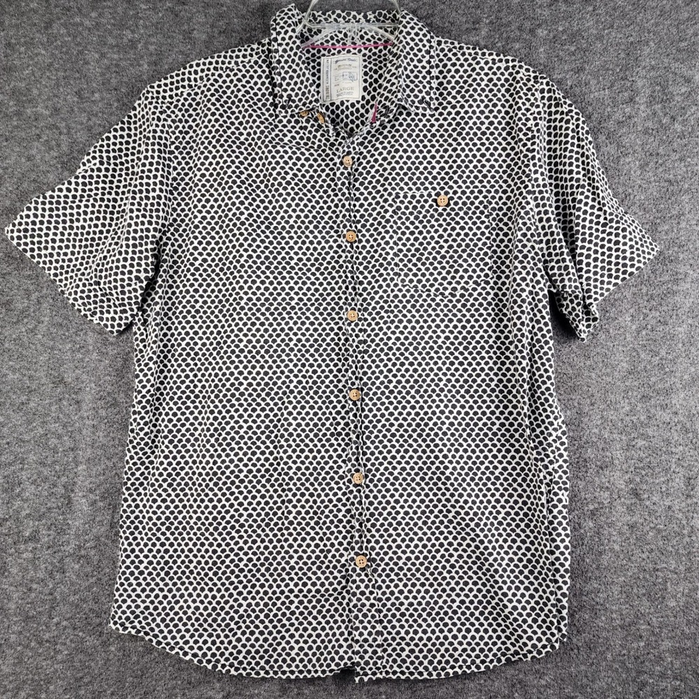 Colours Alexander Julian Button Down Shirt‎ Mens Large Black White Scallop Wood